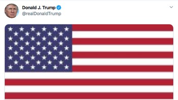 Postingan paling juara ya dari Presiden AS Donald Trump sendiri. Usai Amerika membom Komandan Garda Revolusi Iran Mayjend Qasem Soleimani, Trump memposting bendera Amerika (Twitter)