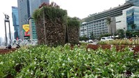 Begini penampakan terkini instalasi batu gabion di Bundaran Hi, Jakarta.