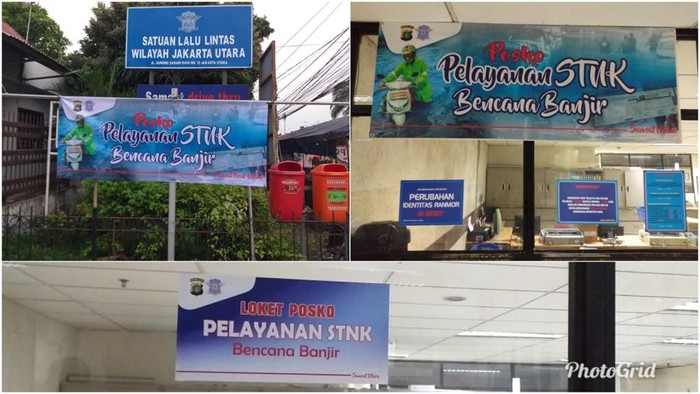 Untuk mengurus penggantian dokumen kendaraan yang rusak atau hilang karena banjir, Polda Metro Jaya membuka posko pelayanaan STNK bencana banjir. Posko itu dibuka di Samsat jajaran Ditlantas Polda Metro Jaya.