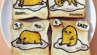 Karakter telur mata sapi yang sangat lucu ini sangat terlihat menggemaskan. Itselaine membuatnya dengan tulisan yang menggambarkan kalau Gudetama ini sedang malas. Foto: Instagram @itselaine_wai