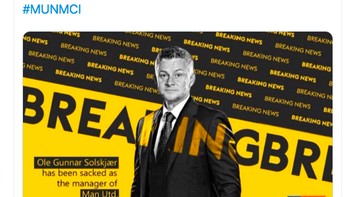 Menurut netizen ini, berita Ole dipecat paling dinantikan oleh fans MU. Foto: Twitter