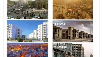 Perang hanya menghancurkan wilayah yang semula baik-baik saja. Foto: Twitter