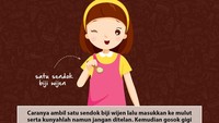 Biji wijen disebut dapat menghilangkan karang gigi. Caranya ambil satu sendok biji wijen lalu masukkan ke mulut serta kunyahlah namun jangan ditelan. Kemudian gosok gigi dengan pasta itu. Foto: infografis detikHealth