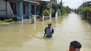 Kali Lamong Meluap, Rendam Rumah Warga di Gresik