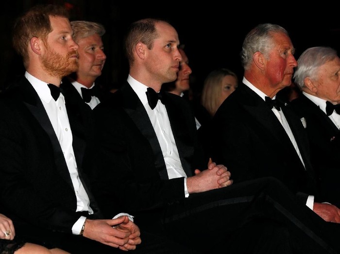 LONDON, ENGLAND - APRIL 04: (L-R) Prince Harry, Duke of Sussex, Prince William, Duke of Cambridge, Prince Charles, Prince of Wales and Sir David Attenborough attend the Our Planet global premiereat Natural History Museum on April 4, 2019 in London, England. (Photo by John Sibley - WPA Pool/Getty Images)