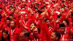 Momen Megawati Diapit Jokowi dan Maruf Buka Rakernas PDIP