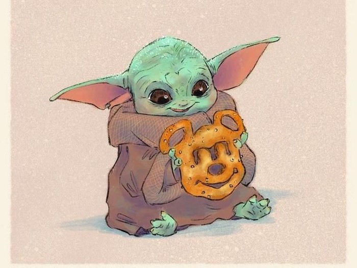 Gemes Banget! Baby Yoda Digambarkan Makan Pizza hingga Es Krim