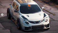 Modifikasi Nissan Juke R ini kini memiliki widebody agar bisa menggunakan pelek besar. Suspensi juga ikut diubah, karena mobil ini memang benar-benar jadi ceper. Foto: Pool (instagram Al Yasid Oozeear)