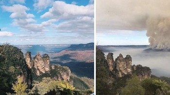 Ini juga kondisi sebelum dan sesudah kebakaran di Blue Mountains dilihat dari sisi lain. Foto: Bored Panda