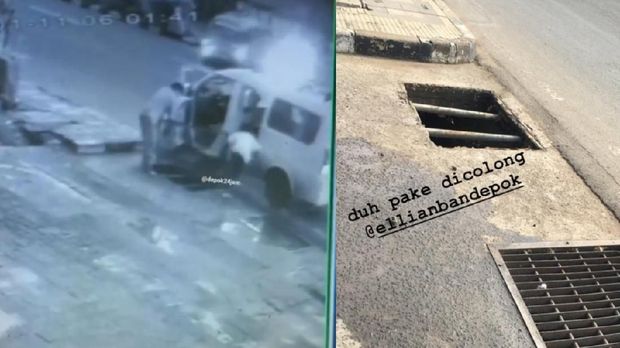Aksi pencurian gorong-gorong di Depok terekam CCTV