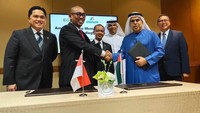 Kepala Badan Koordinasi Penanaman Modal (BKPM) Bahlil Lahadalia, mewakili Presiden Jokowi, menerima sejumlah CEO dan investor  dari Masdar, EGA, MD.Lulu Group, BRS Ventures di Emirates Palace Hotel, Abu Dhabi, Uni Emirates Arab, Minggu (12/01/2020).