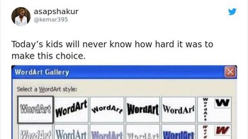 Susah banget untuk memilih WordArt terkeren saat mengerjakan tugas yang harus di-print. Foto: kemar395 via Bored Panda