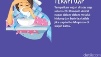Tempatkan wajah di atas uap selama 20-30 menit. Ambil napas dalam-dalam melalui hidung dan beristirahatlah jika uap ini terlalu panas di wajah kamu. Foto: infografis detikHealth