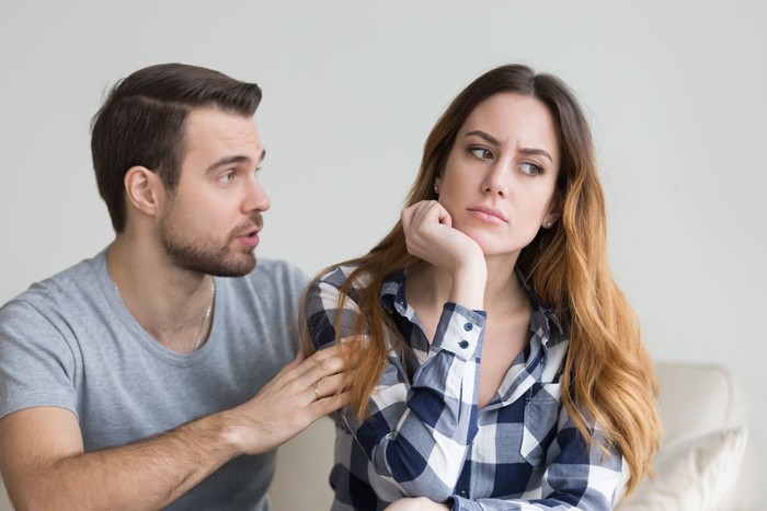 zodiak Couples are angry with love issues. Not understanding each other in family problems or infidelity . Couple having argument on the couch at home in the living room