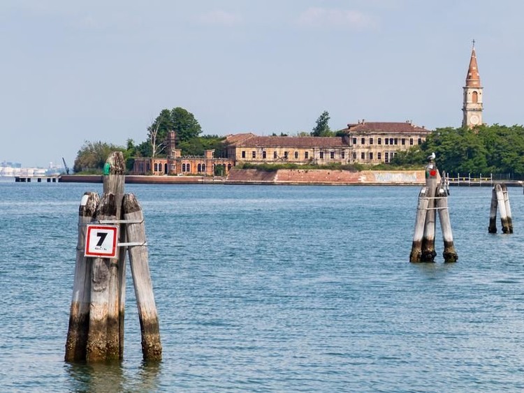 Poveglia, a small island between Lido and Venice in the Venetian lagoon in Nothern Italy. View from Malamocco town