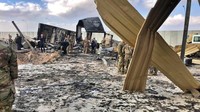 Pangkalan udara AS di Irak tersebut menjadi sasaran rudal Garda Revolusi Iran sebagai aksi balasan atas kematian Komandan Pasukan Quds Mayor Jenderal Qasem Soleimani. AP Photo/Qassim Abdul-Zahra.