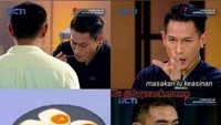 Peserta yang satu ini tampak marah saat makanannya dibilang keasinan. Ia tak terima karena yang dimasak memang telur asin. Foto: istimewa
