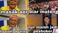 Biasanya juri akan bertanya soal masakan buatan peserta. Tapi meme yang satu ini malah menunjukkan sosok yang familiar. Acaranya juga jadi ikutan nyeleneh. Foto: istimewa