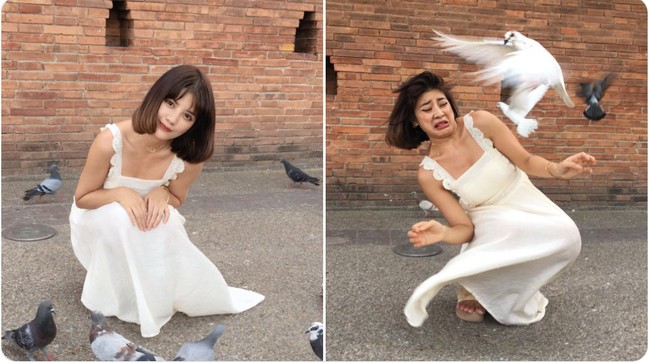 Rangkaian foto Vienna juga menampilkan seberapa jauh para selebgram berusaha untuk membuat konten Instagram. Foto: Twitter @ViennaDoLL