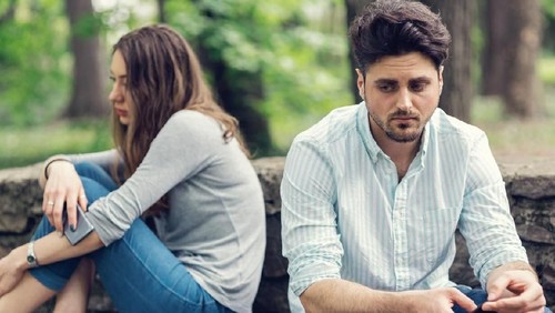 Shot of a young couple having a disagreement at home