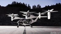 Ini adalah taksi terbang yang dikembangkan Joby Aviation. Taksi terbang yang diproduksi perusahaan asal Santa Cruz, AS itu adalah taksi terbang elektrik, noisenya lebih sedikit dibanding helikopter standar. Foto: Joby Aviation