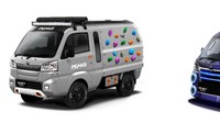 HIJET Truck, yang merupakan produk komersial tidak luput dari sentuhan modifikasi, versi DJ ditargetkan untuk kalangan milenial menikmati musik di outdoor, dan juga ada 2 versi lain, yaitu Peaks dan Hatsune Miku Marche. Foto: Dok. Daihatsu