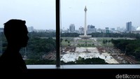 Penampakan terkini Monas serasa gersang, Sabtu (18/1/2020).