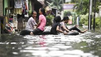 Begini penampakan banjir di kawasan Kebayoran Baru, Jakarta Selatan, Sabtu (18/1/2020).