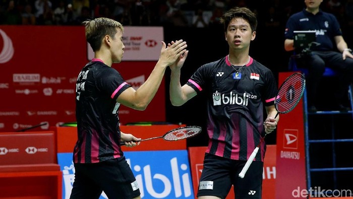 All Indonesia Final akhirnya terwujud di partai final sektor ganda putra. Itu setelah Kevin/Marcus mengalahkan wakil Malaysia di babak semifinal.