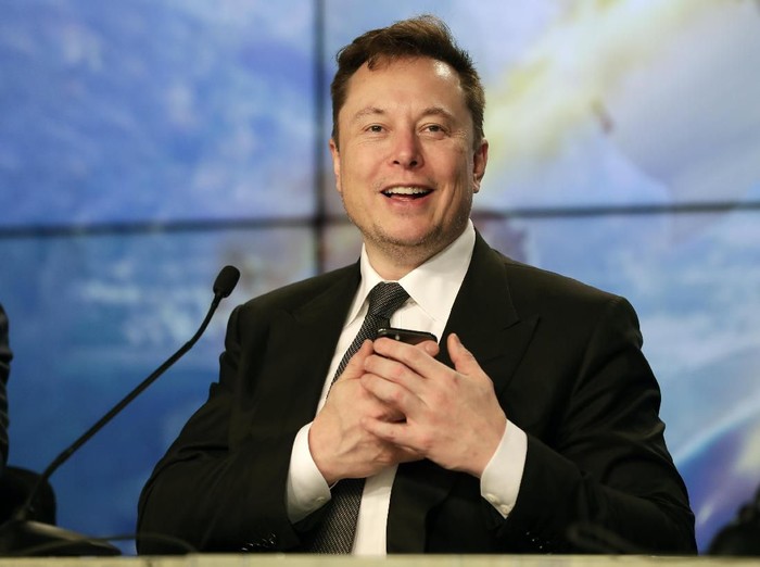 Elon Musk founder, CEO, and chief engineer/designer of SpaceX speaks during a news conference after a Falcon 9 SpaceX rocket test flight to demonstrate the capsules emergency escape system at the Kennedy Space Center in Cape Canaveral, Fla., Sunday, Jan. 19, 2020. (AP Photo/John Raoux)