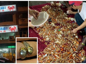 Keren! Pegawai Resto Bantu Cari Cincin Pengunjung di Lautan Sampah Kepiting