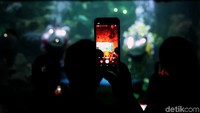 Pengunjung pun antusias merekam atraksi barongsai tersebut melalui kamera ponsel (Pradita/detikcom)