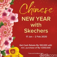 Skechers juga mengadakan promo khusus Hari Imlek. Hingga 2 Februari, brand sepatu tersebut akan memberikan cash rebate senilai Rp 100 ribu dengan pembelian minimal Rp 1 juta. Foto: Istimewa