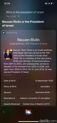 Wah! Asisten Virtual Siri Sebut Presiden Isreal Zionis