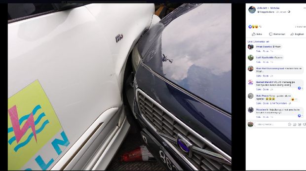 Volvo S80 yang terlibat kecelakaan di rest area tol Cipularang