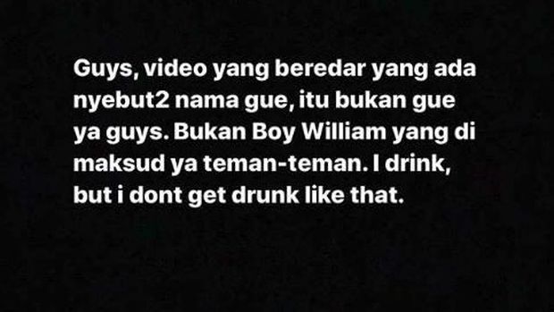 Heboh Video Pria Mabuk dan Teriak, Boy William Tegaskan Itu Bukan Dia 