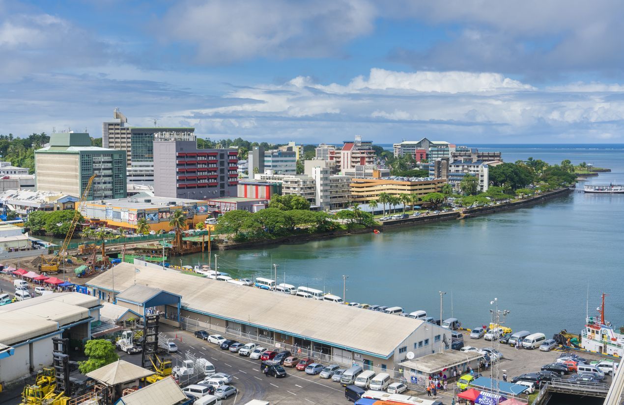 Suva, Fiji - Mar 24, 2017: View of the city centre of Suva, the capital city of Fiji