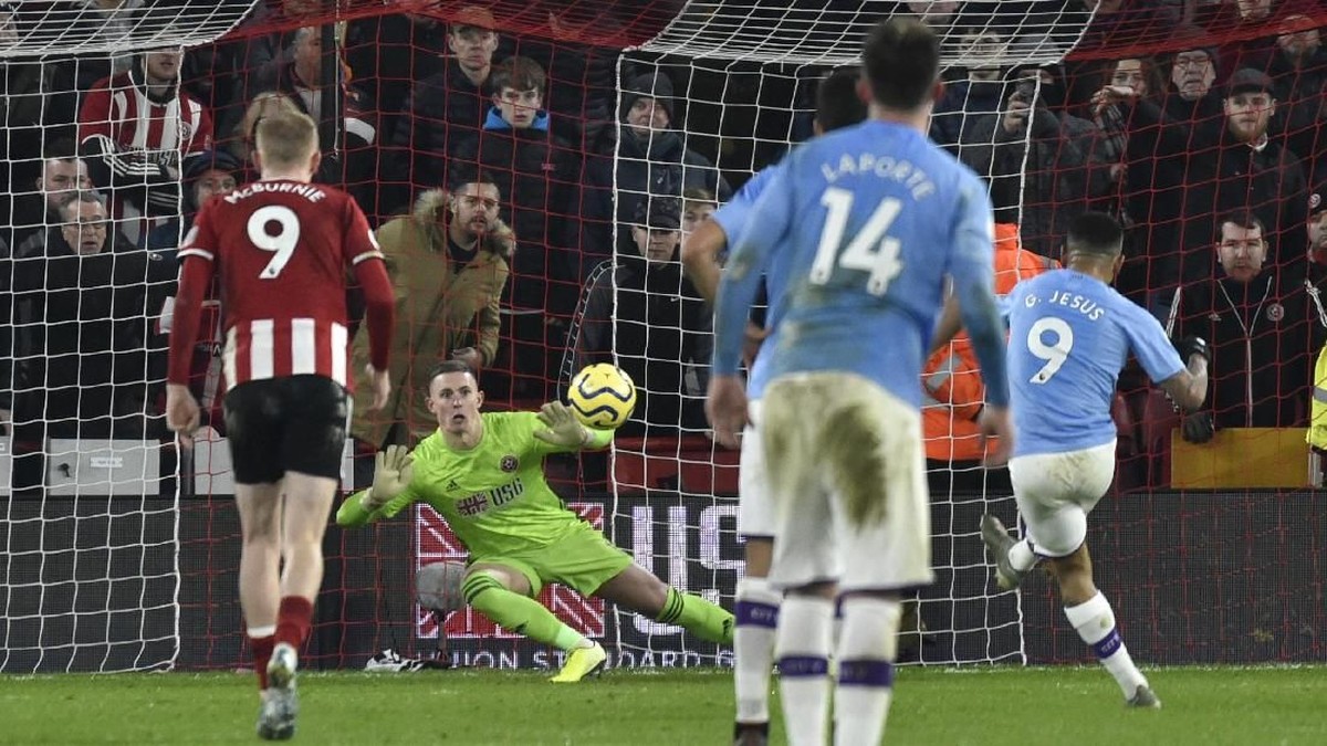 Gabriel Jesus gagal mengeksekusi penalti ke gawang Sheffield United (Rui Vieira/AP Photo)