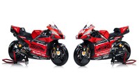Warna merah masih mendominasi Desmosedici 2020. Tulisan Misson Winnow menghiasi di bagian tengah motor (Foto: Twitter @ducaticorse)