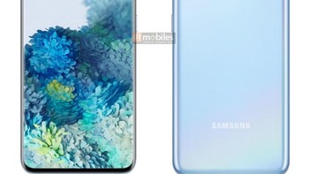 Ini render Galaxy S20. Hadir dengan modul kamera persegi panjang dengan tiga sensor kamera ditemani flash LED di sisi kiri atas di bagian belakang. Foto: 91mobiles