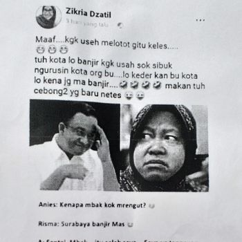 Postingan yang dianggap hina Wali Kota Risma