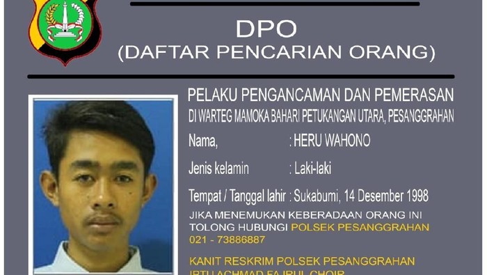 Heru Baskoro, salah satu perampok di warteg Jaksel (dok. Istimewa)