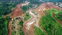 Kementerian PUPR sedang membangun 2 bendungan penangkal banjir di Jakarta. Salah satunya bendungan Sukamahi yang berlokasi di hulu Sungai Ciliwung, Bogor. Selain itu di lokasi yang sama juga dibangun Bendungan Ciawi. Istimewa/PT Wijaya Karya.