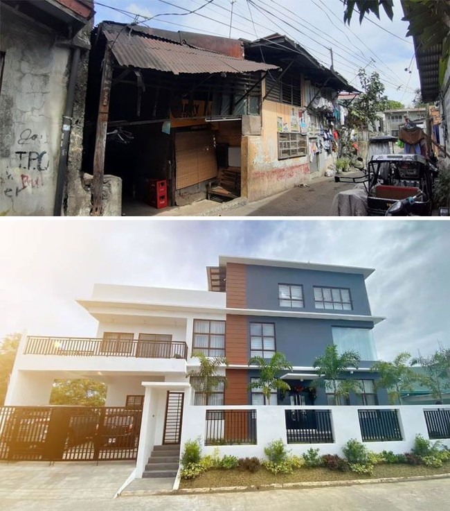 Setelah rumah selesai dibangun, Jayvee pun memboyong kedua orangtuanya dari apartemen sempit ke tempat tinggal dengan tujuh kamar. Foto: Facebook/ Jayvee Lazaro Badile II