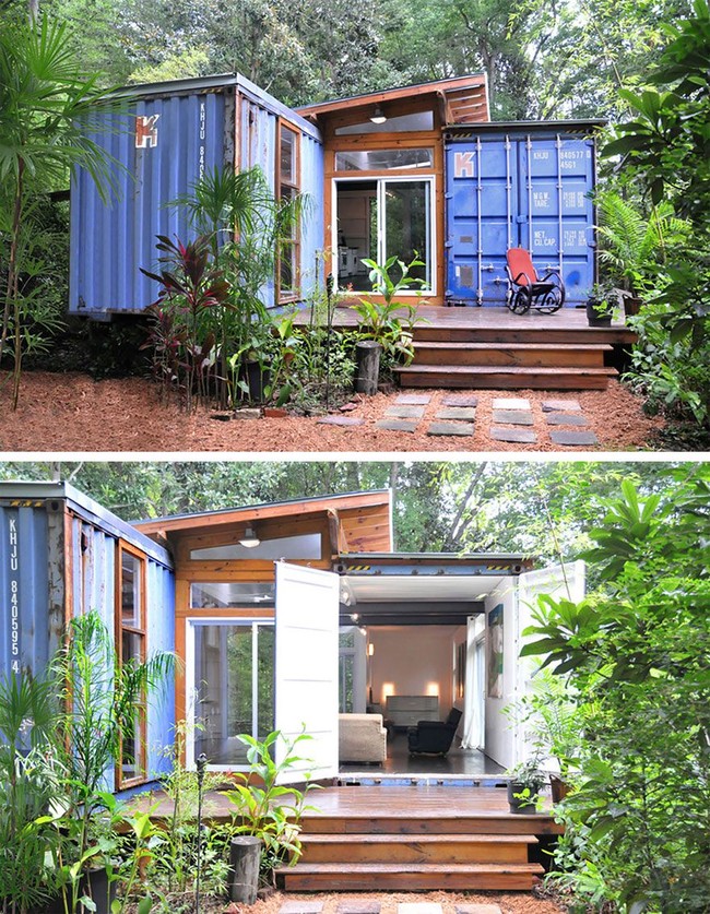 Siapa sangka container bekas bisa jadi rumah seperti rumah container di Savannah, Georgia, Amerika Serikat ini. Rumah mungil dari kontainer ini tetap terlihat menawan dengan penambahan detail kayu di beberapa bagian rumah. Foto: dok. tinyhouseswoon