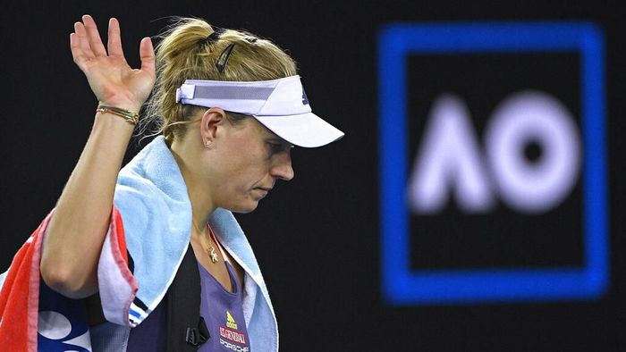 Kerber Germanys Angelique Kerber waves as she leaves the court following her fourth round loss to Russias Anastasia Pavlyuchenkova at the Australian Open tennis championship in Melbourne, Australia, Monday, Jan. 27, 2020. (AP Photo/Andy Brownbill)