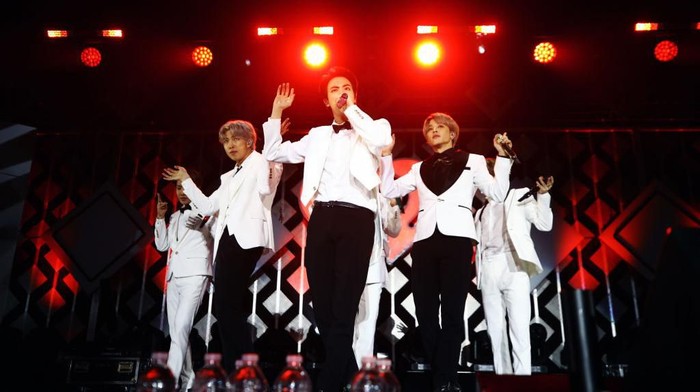 NEW YORK, NEW YORK - DECEMBER 31: BTS performs during Dick Clarks New Years Rockin Eve With Ryan Seacrest 2020 on December 31, 2019 in New York City. (Photo by Eugene Gologursky/Getty Images for Dick Clark Productions )