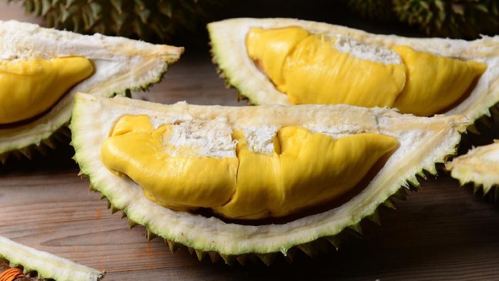 Thai durian portion isolated on white background
