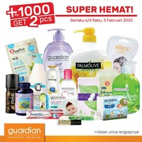 Guardian pun mengadakan diskon untuk sejumlah itemnya. Untuk brand Safi, beberapa produk sedang didiskon 20%. Adapun promo +1000 dapat dua untuk beberapa brand seperti Bioderma Micellar Water 250ml, Guardian Body Wash Fresh Care 1L, Palmolive Shower Milk 1L, Wellness Squamega 100’s, dll. Foto: Instagram/Twitter