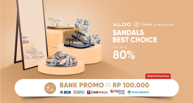 Sedangkan Anda yang butuh sandal tapi tak punya waktu untuk belanja bisa mengunjungi situs iLotte. Brand Aldo mendiskon koleksi Sandals Best Choice hingga 80%. Penawaran menarik ini bisa dinikmati hingga 30 Januari. Foto: Instagram/Twitter